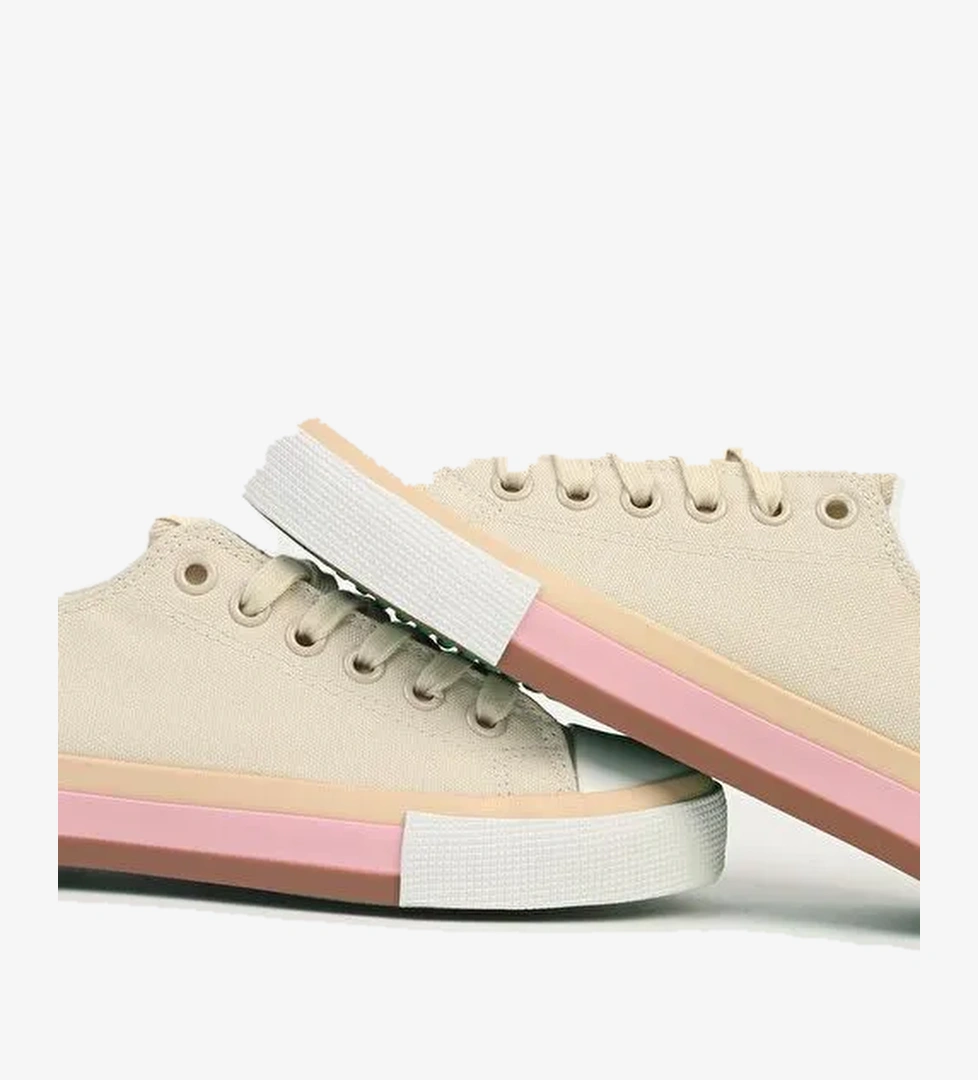 United Colors of Benetton Bej-Pembe Kadın Kumaş Sneaker BNI-10031-Bej - Görsel 1