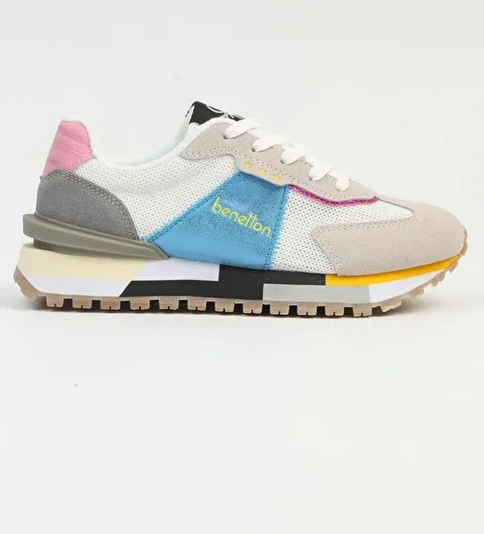 United Colors of Benetton Çok Renkli Kadın Sneaker BNI-10009-Beyaz Mavi - Görsel 1