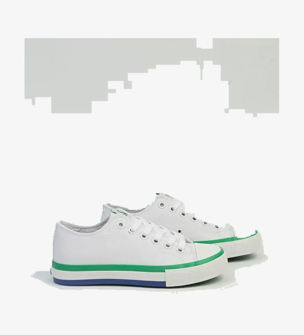 United Colors of Benetton Beyaz-Yeşil Kadın Sneaker BNI-10031-Beyaz Yesil - Görsel 1