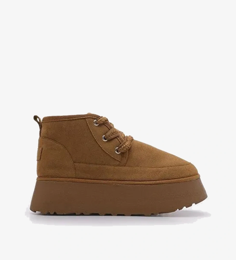 Kadın Kalın Taban İçi Kürklü Günlük Bot Mariva Taba Süet - Görsel 1