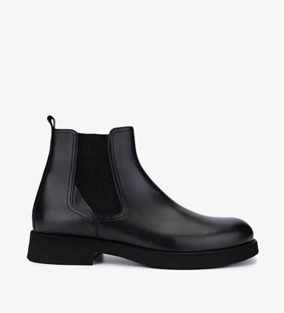 Tamer Tanca Erkek Hakiki Deri Siyah Deri Casual Bot - Görsel 1