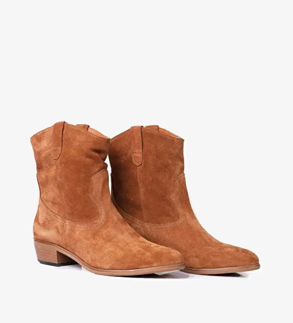 Nemesis Gerçek Deri Kadın Bot Taba Süet - Görsel 1