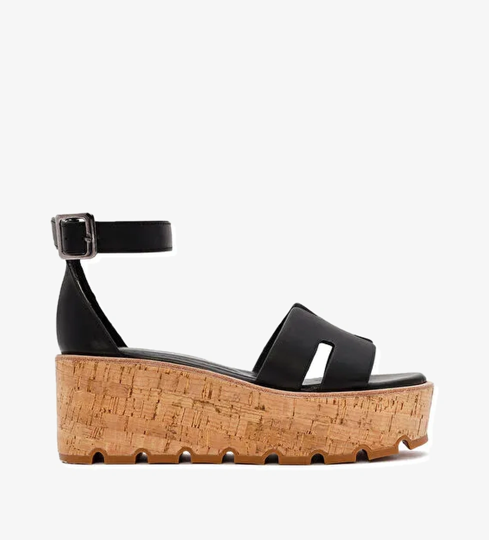 Derimod Derimod Kadın Siyah Bilekten Tokalı Kalın Tabanlı Deri Sandalet 24SFD181518 Sandalet & Terlik | Boyner Siyah - 1. görsel