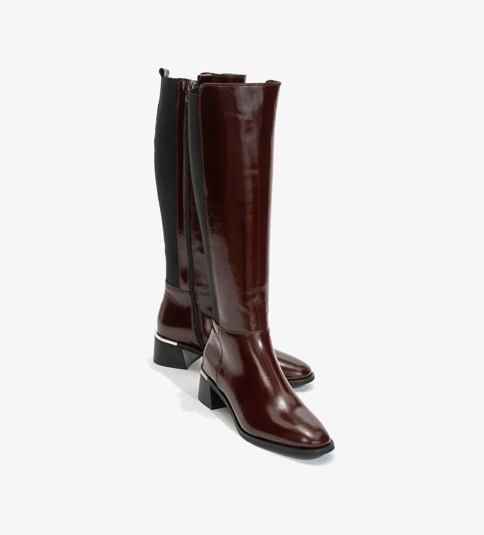 Luvi Shoes Luvi Shoes ROCHOS Bordo Rugan Streç Detaylı Hakiki Deri Kadın Çizme Bot | Boyner Bordo Rugan - 1. görsel