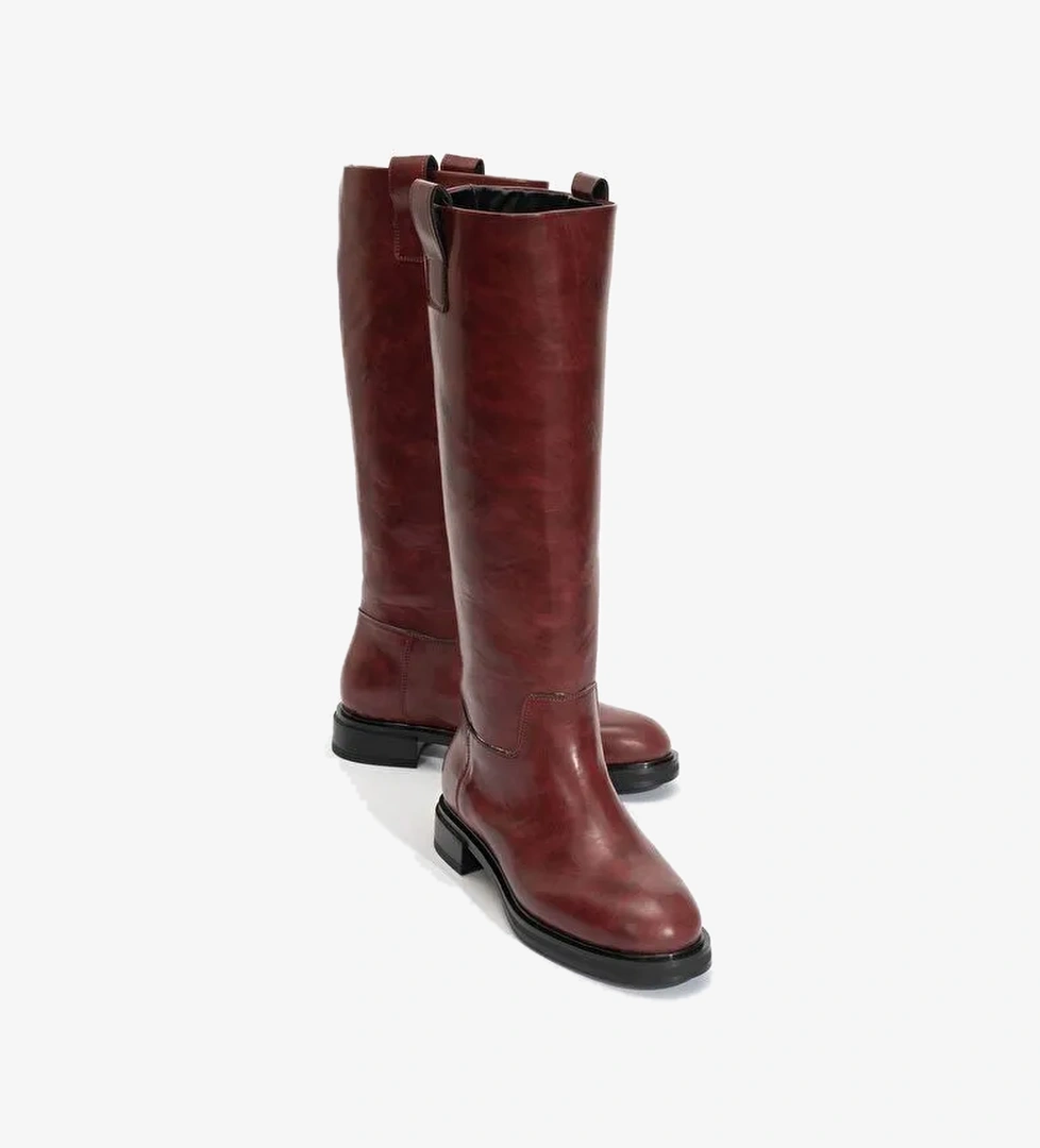ALASKA Bordo Cilt Kadın Binici Çizme - Görsel 1