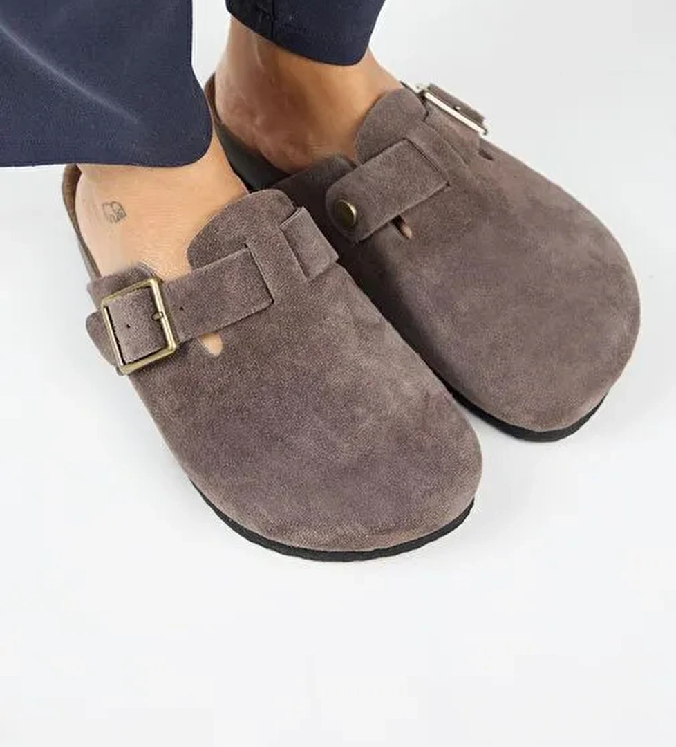 Manijero Açık Kahve Kadın Süet Terlik MNJ.119.07 - Görsel 1