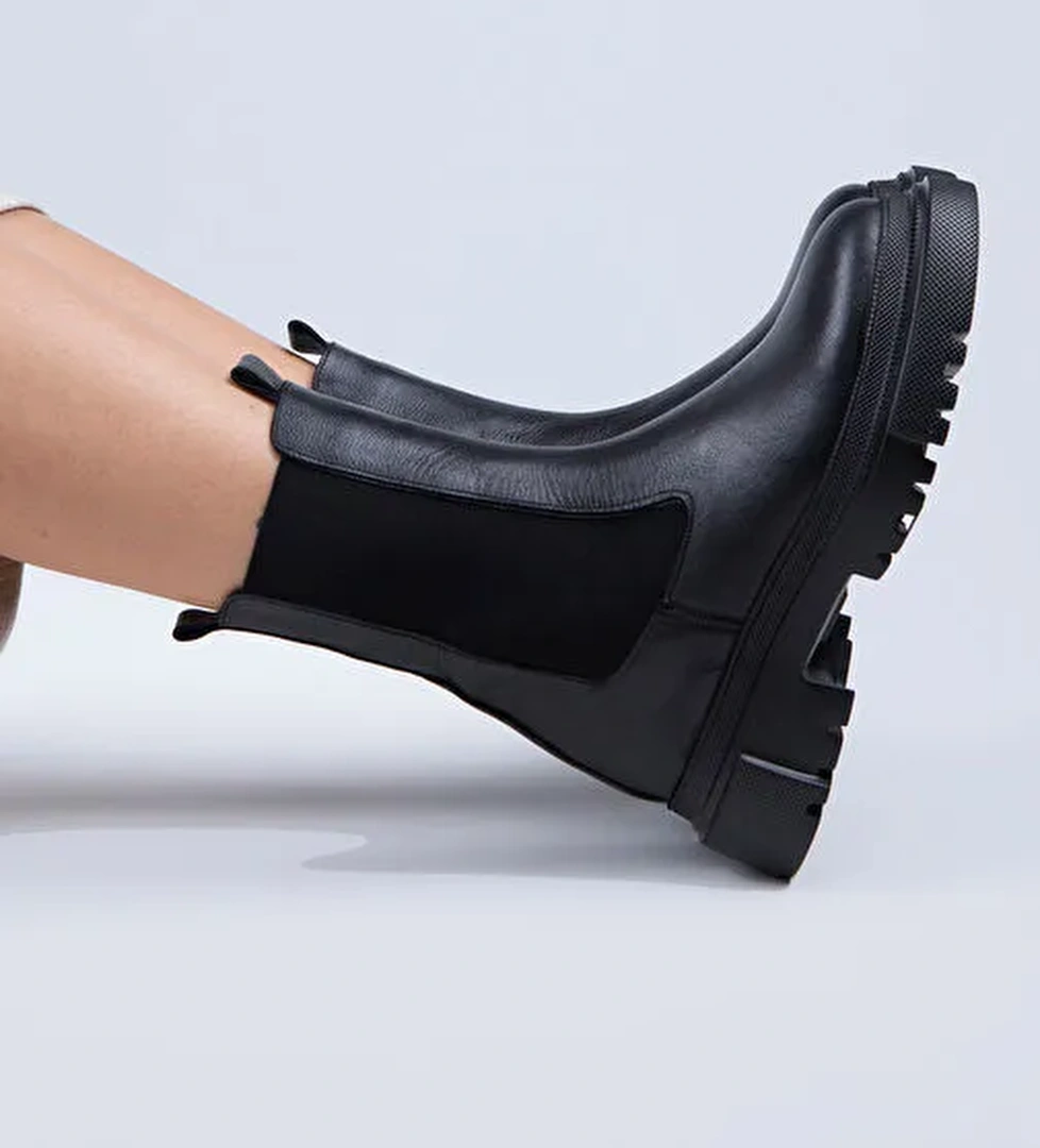 Manijero Gitana Kadın Hakiki Deri Çift Taraf Lastikli Siyah Bot - Görsel 1