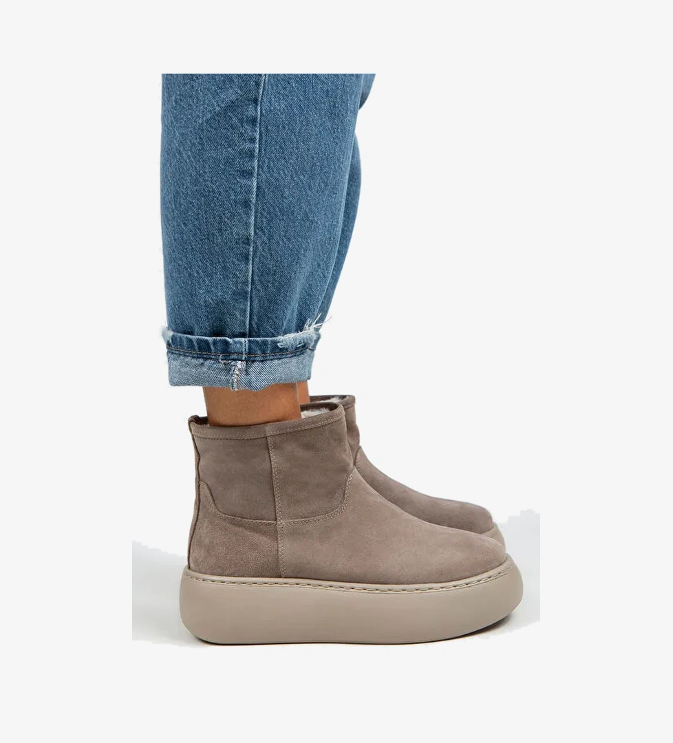 Manijero Gemma Kadın Hakiki Deri Düz İçi Kürklü Vizon Bot - Görsel 1