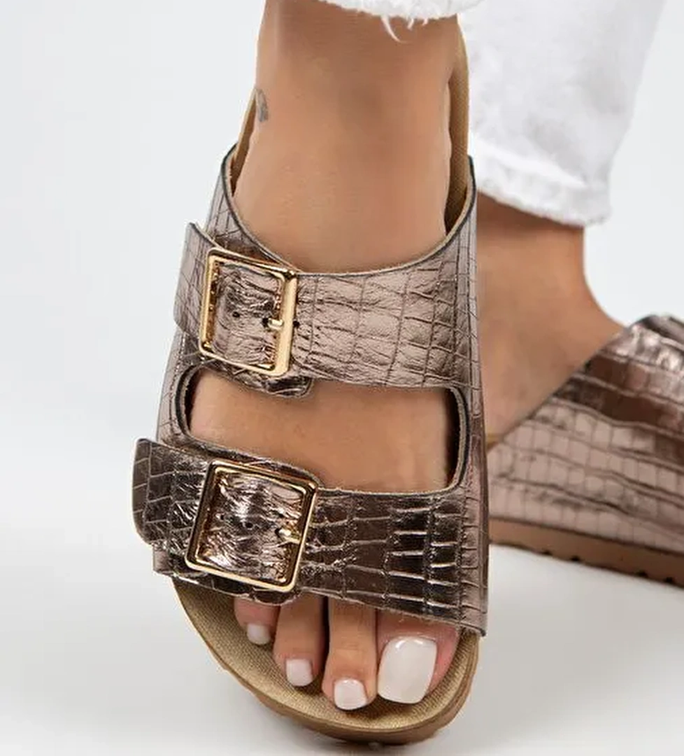 Manijero Bakır Kadın Deri Terlik MNJ.091.09 - Görsel 1