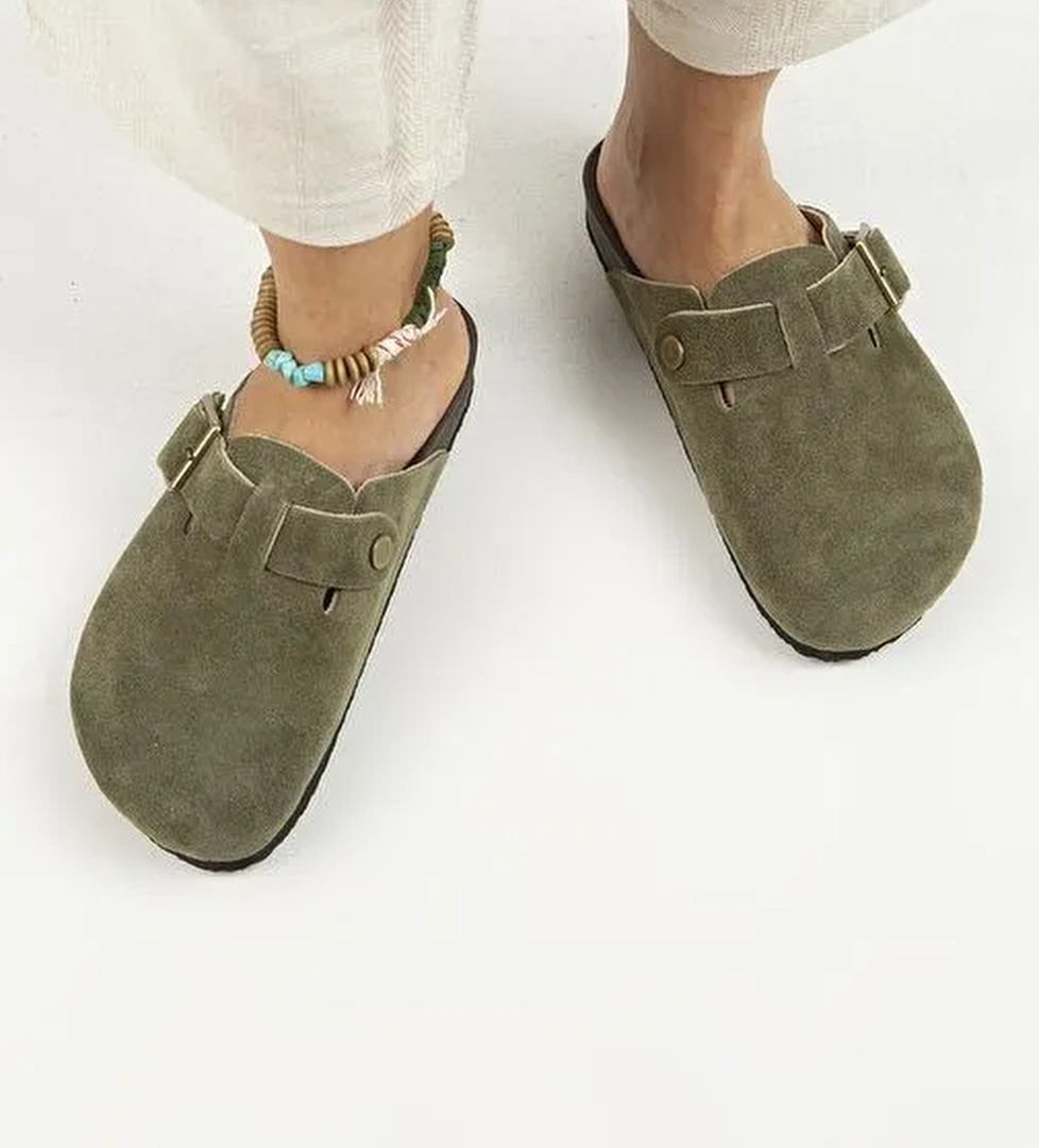 Manijero Haki Kadın Süet Terlik MNJ.119.03 - Görsel 1