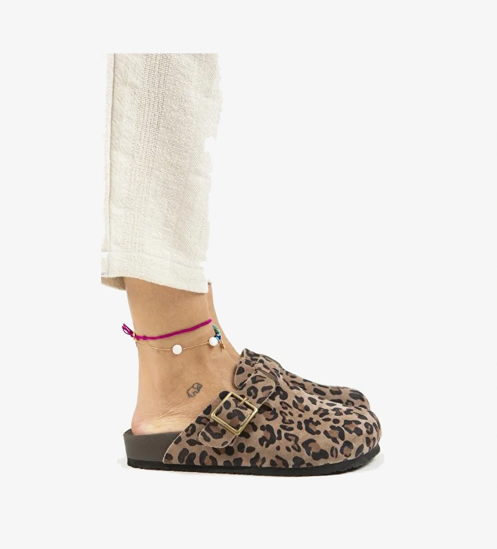 Manijero Kahverengi Kadın Deri Terlik MNJ.120.01 - Görsel 1