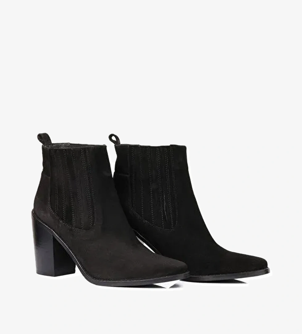 Nemesis Gerçek Deri Kadın Bot Siyah Süet - Görsel 1