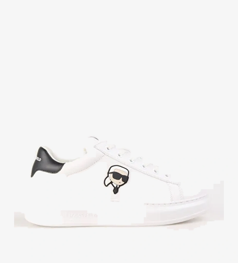 Karl Lagerfeld Beyaz-Siyah Erkek Deri Sneaker KAPRI MENS Karl NFT Lo Lace - Görsel 1