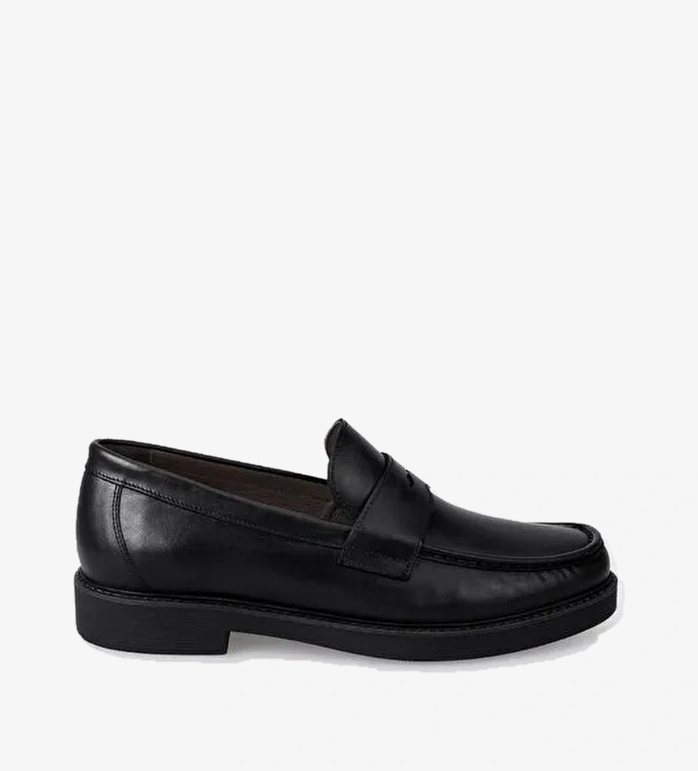 %100 Hakiki Deri Siyah Erkek Günlük Ayakkabı - Görsel 1