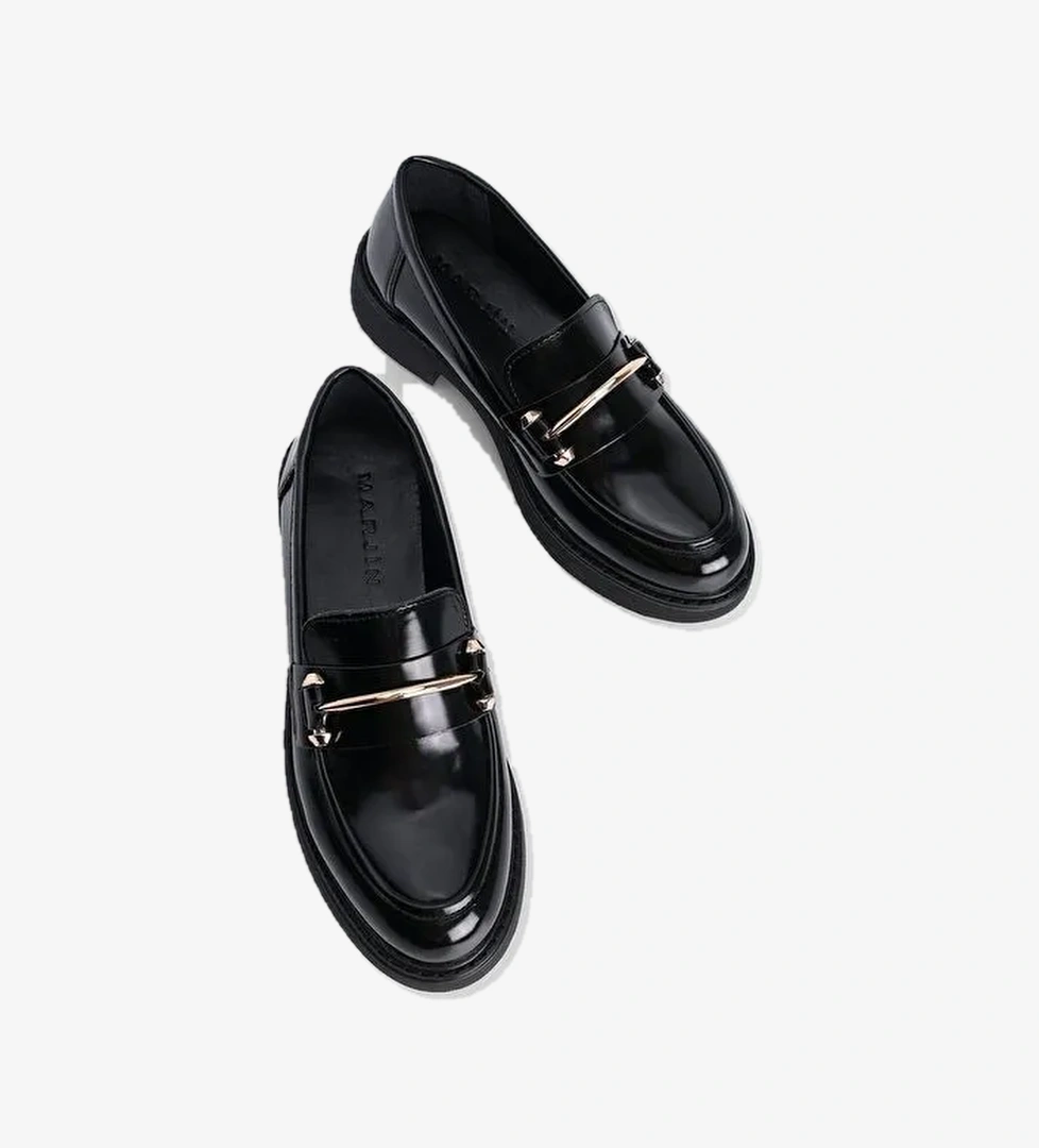 Marjin Kadın Loafer Tokalı Günlük Ayakkabı Forye Siyah Açma - Görsel 1