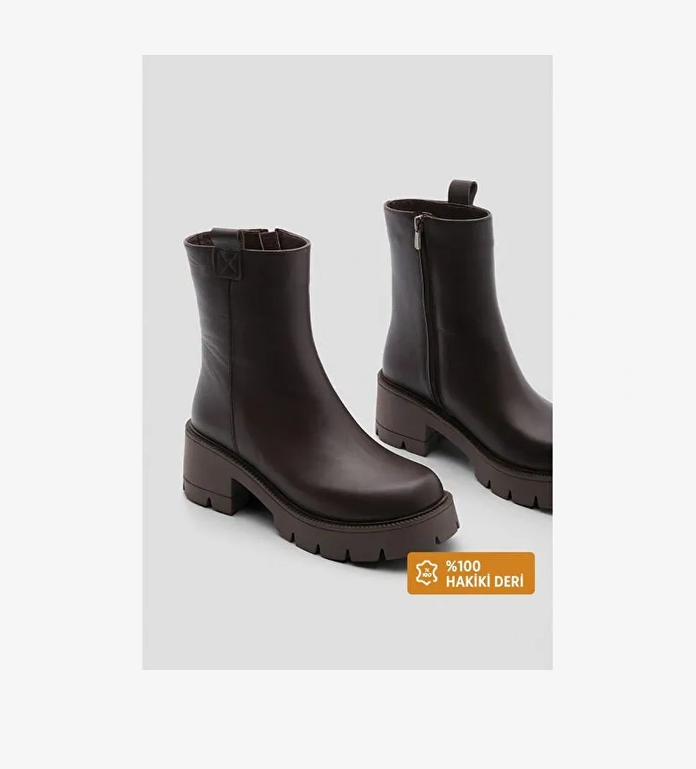 Marjin Marjin Belirsiz Kadın Hakiki Deri Günlük Bot Kalın Tırtıklı Taban Fesko Kahve Boyner'de! Belirsiz - 1. görsel