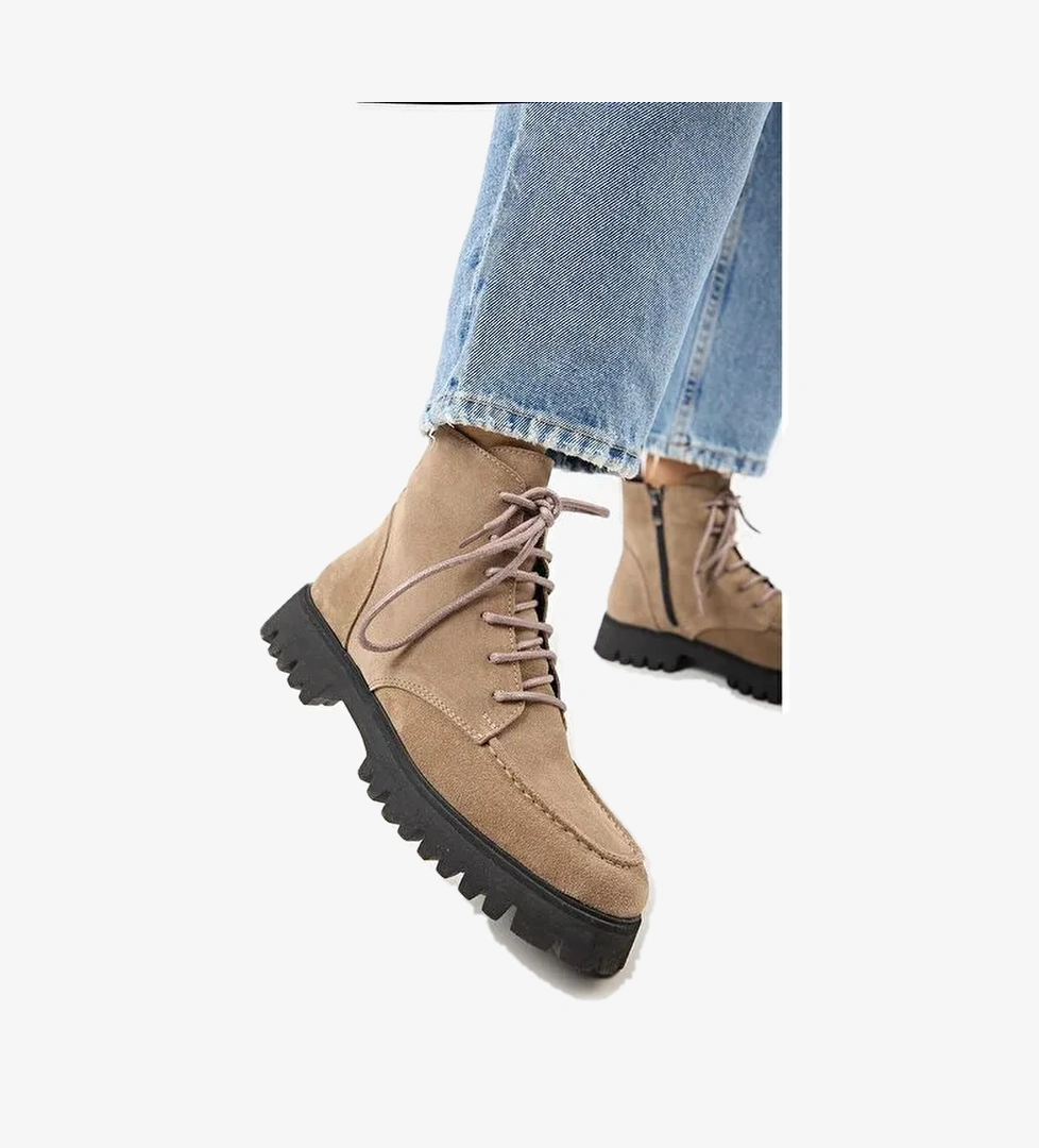 Manijero (Valentina) Kadın Hakiki Deri Bağcıklı Vizon Bot - Görsel 1