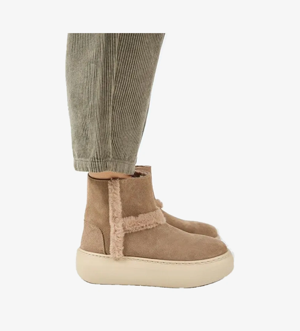 Manijero (Azura) Kadın Hakiki Deri İçi Kürklü Ve Kürk Şeritli Vizon Bot - Görsel 1