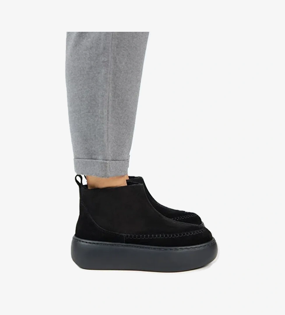 Manijero (Carolina) Kadın Hakiki Deri İçi Kürklü Mini Siyah Bot - Görsel 1