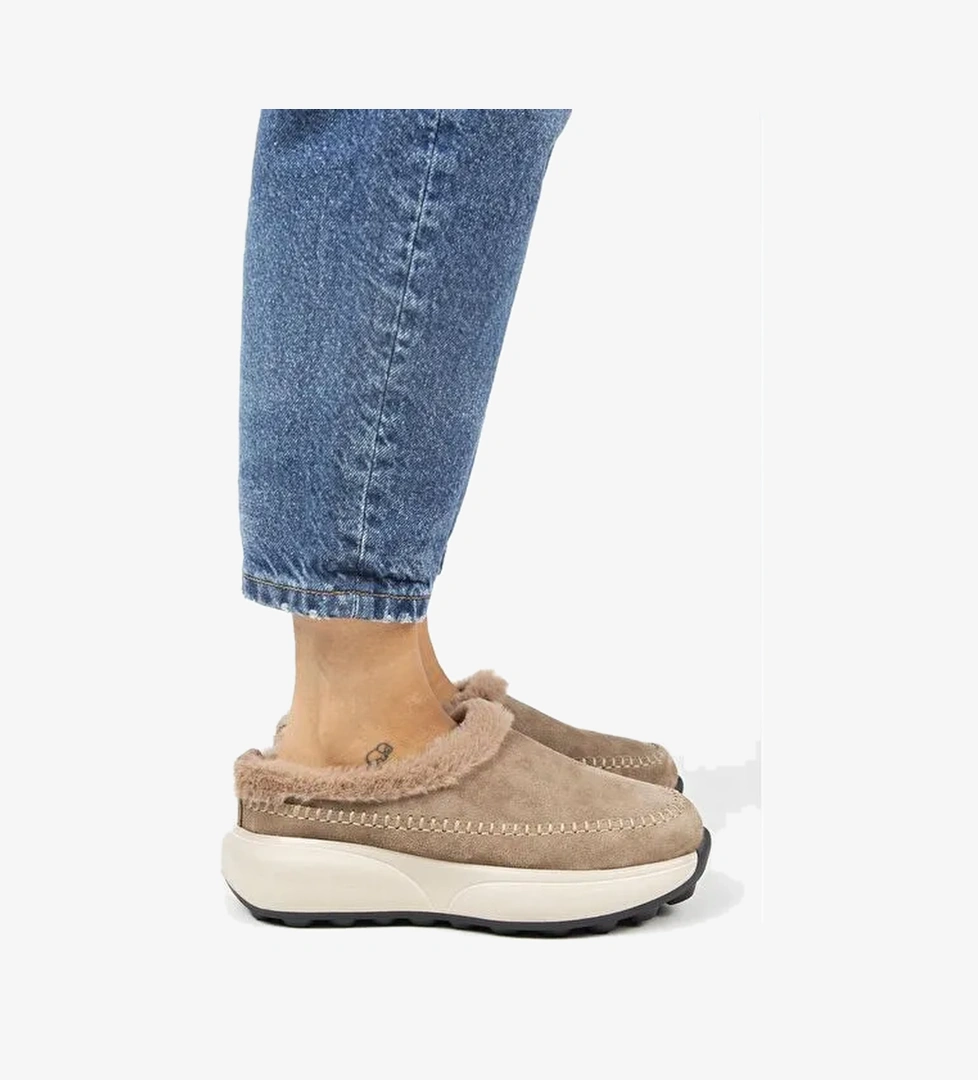 Manijero (Adela Kürklü) Kadın Hakiki Deri Sabo Vizon Terlik - Görsel 1