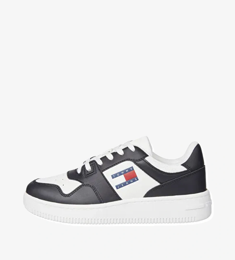 Tommy Hilfiger Siyah - Beyaz Kadın Deri Sneaker EN0EN02505 - Görsel 1