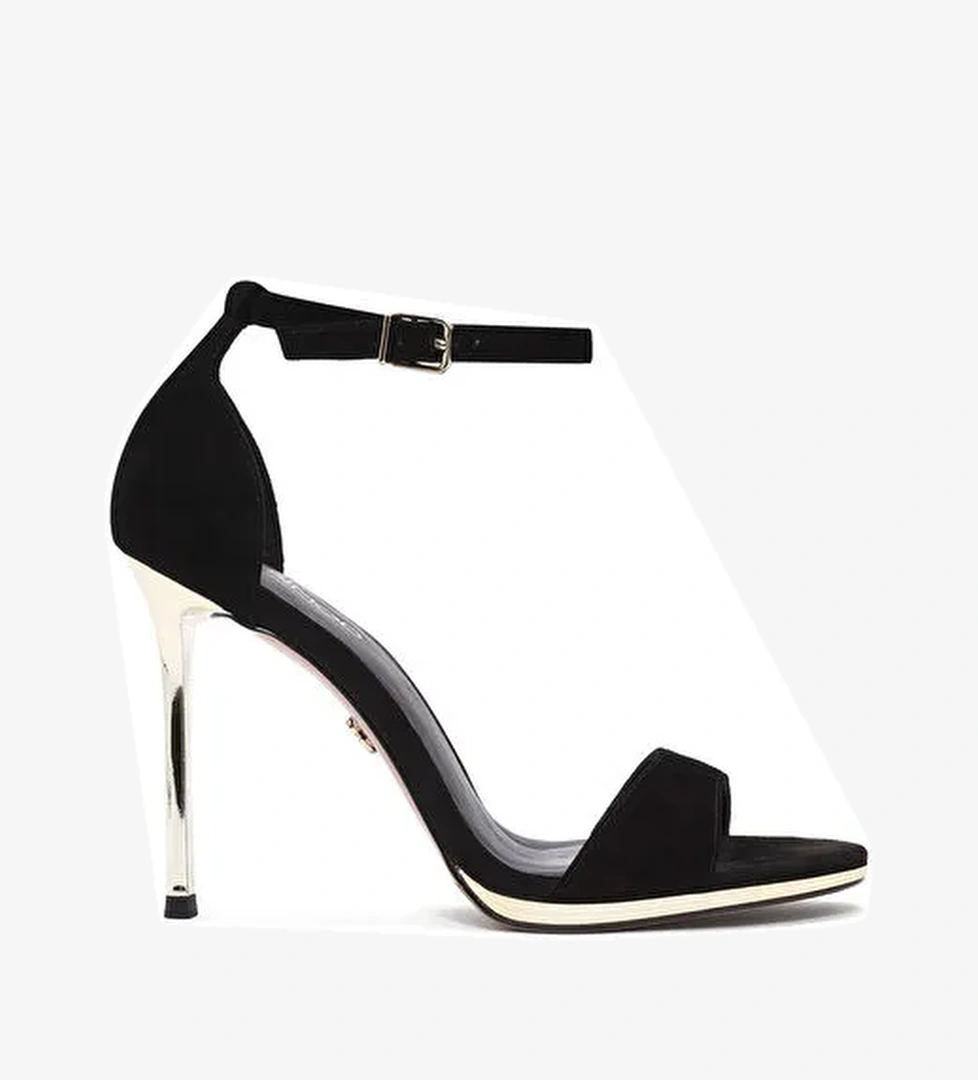 Derimod Siyah Kadın Süet Topuklu Ayakkabı 24WFD490010 - Görsel 1