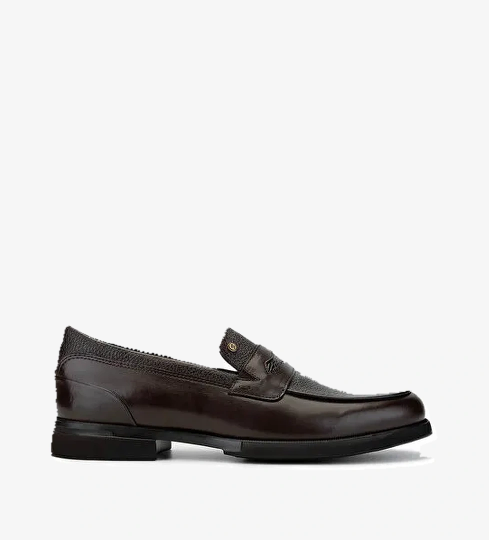 Tamer Tanca Erkek Hakiki Deri Kahverengi Loafer Ayakkabı - Görsel 1