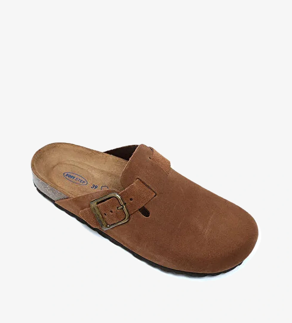 K13789SD Kifidis Soft Step Kadın Süet Deri Sabo Mantar Terlik 36-41 - Görsel 1