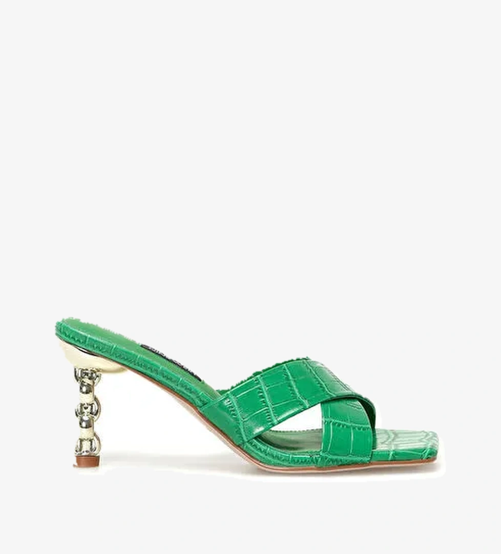 BEGARE 4FX Yeşil Kadın Topuklu Terlik - Görsel 1