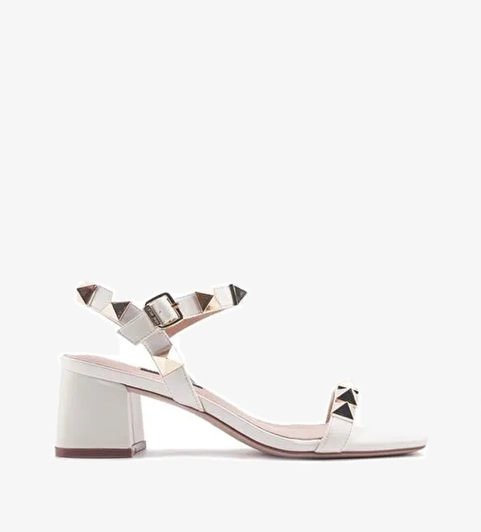 HERVE 4FX Beyaz Kadın Topuklu Sandalet - Görsel 1