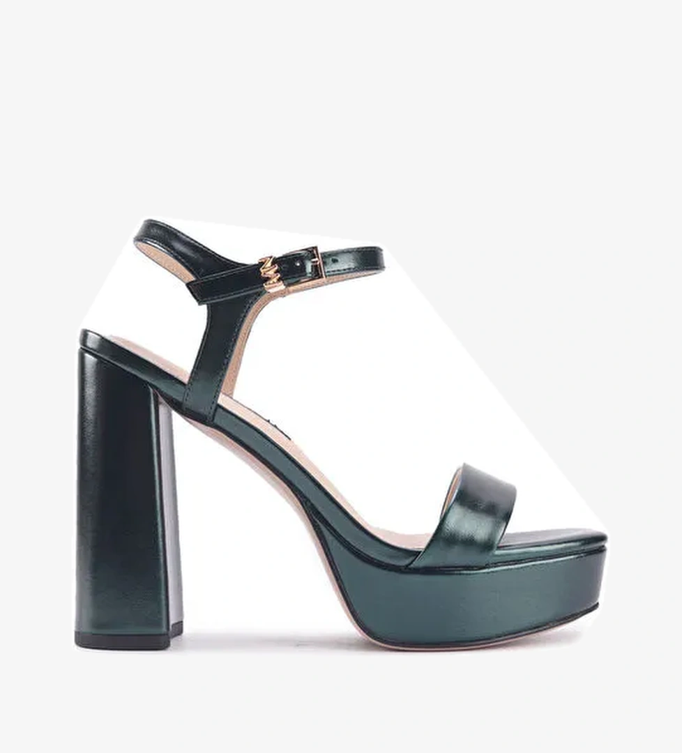 MOMA2 3PR Yeşil Kadın Topuklu Sandalet - Görsel 1