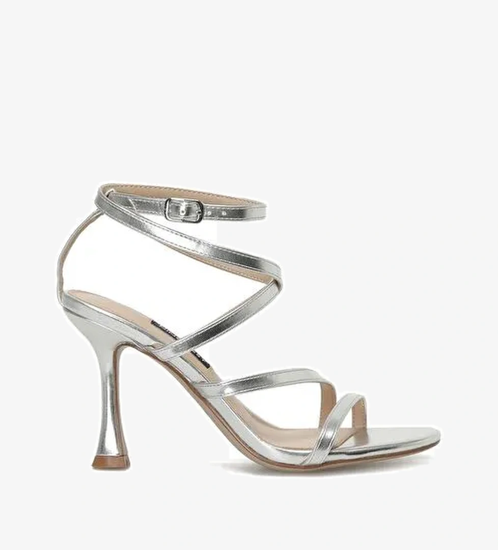 ARNELO 3FX Gümüş Kadın Topuklu Sandalet - Görsel 1