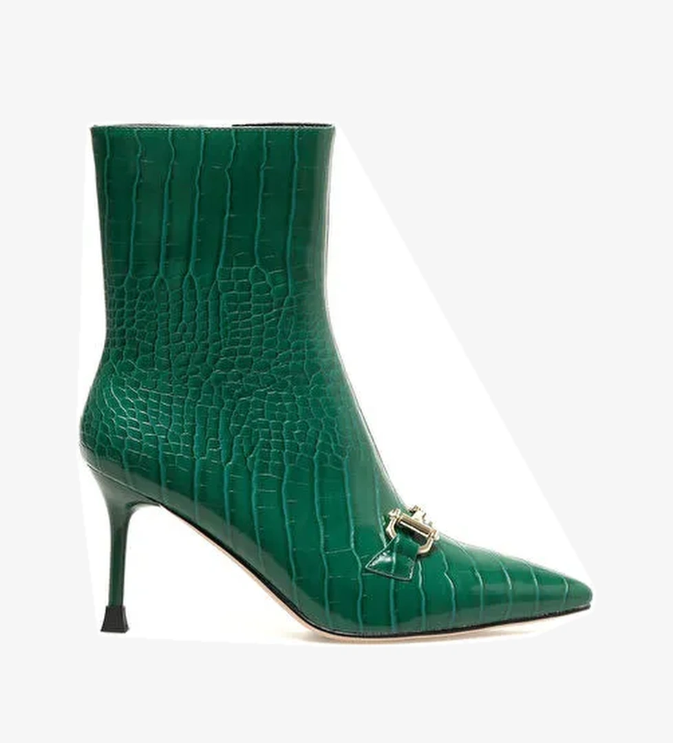 OLI 3PR Yeşil Kadın Topuklu Bot - Görsel 1