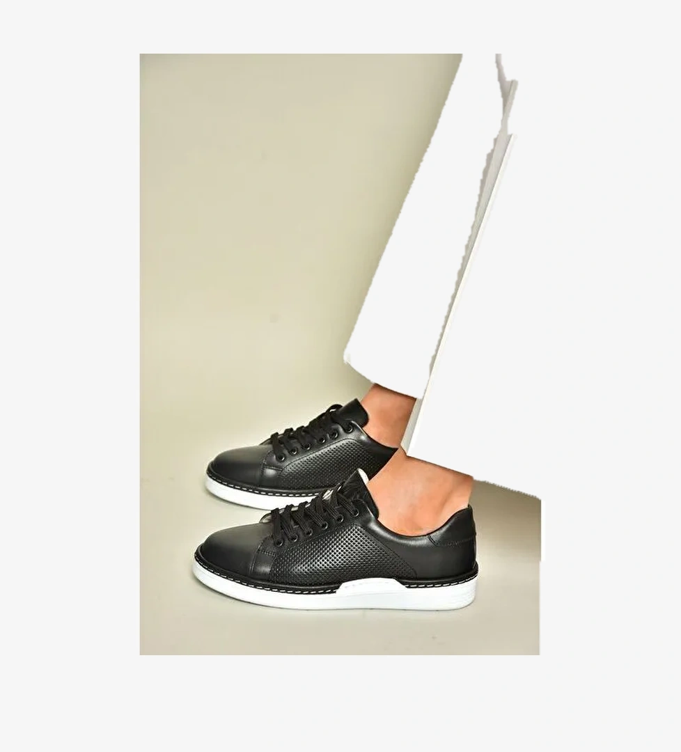 Fox Shoes Siyah Kadın Deri Sneaker 13311 - Görsel 1
