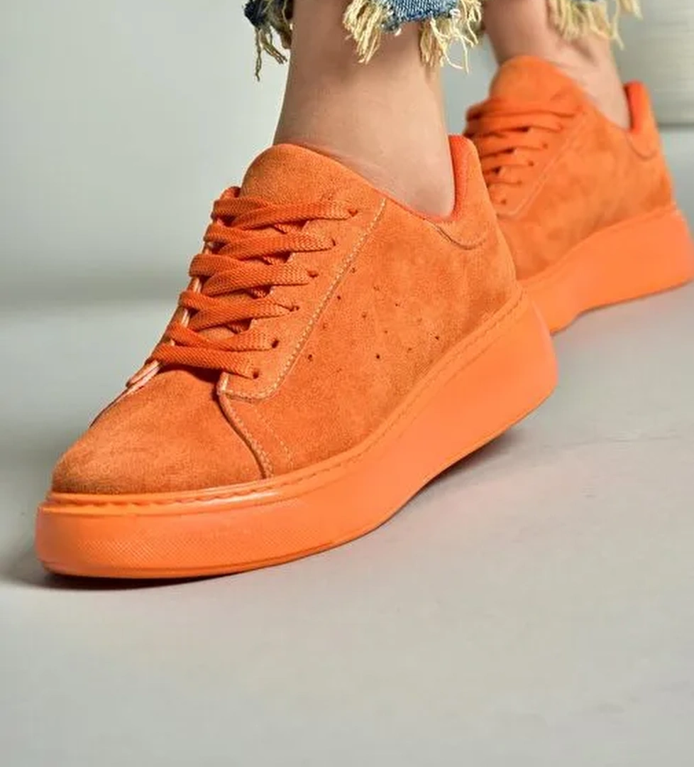 P602045002 Turuncu Süet Kadın Spor Ayakkabı Sneakers - Görsel 1