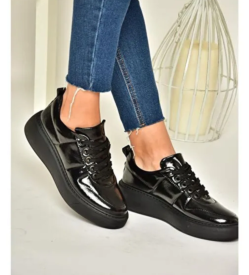 T274148308 Siyah/Siyah Rugan Spor Ayakkabı Sneakers - Görsel 1