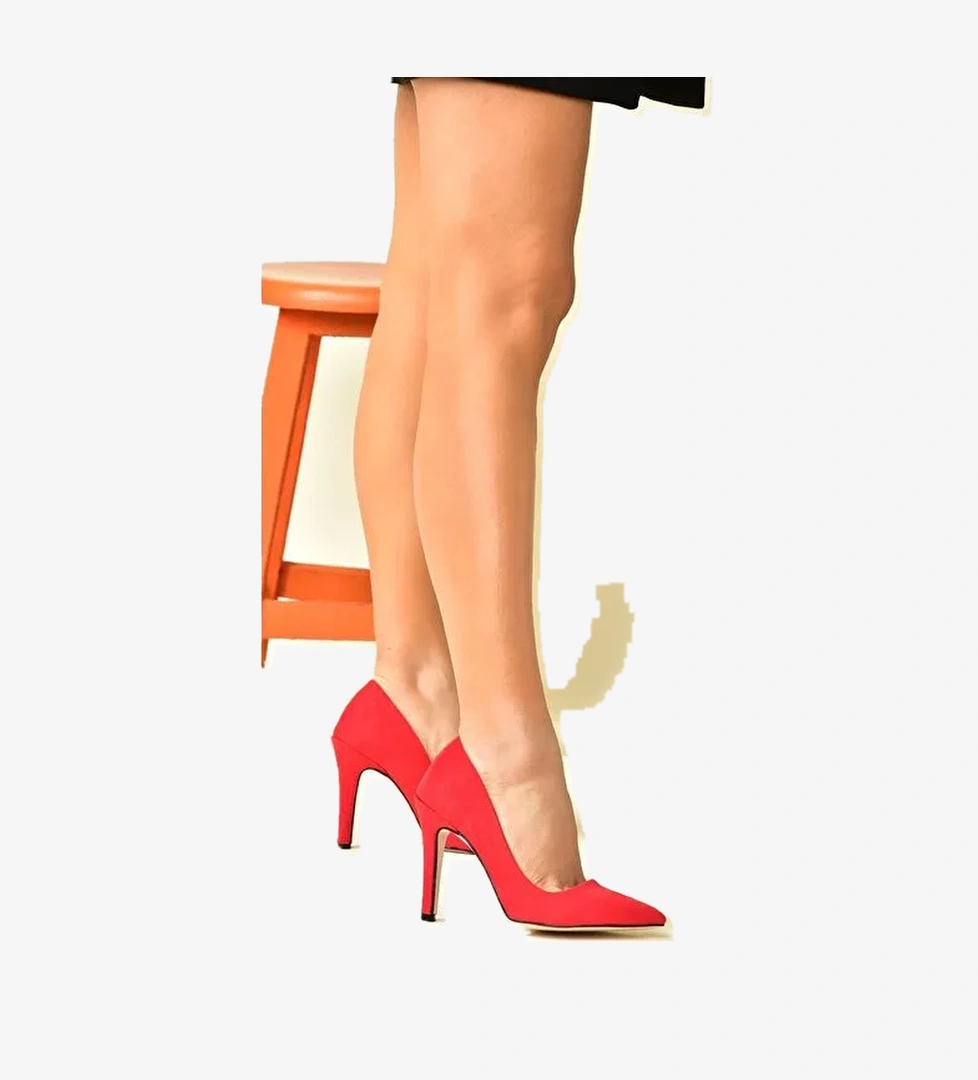 Kırmızı Süet Kadın İnce Topuklu Stiletto L253971502 - Görsel 1