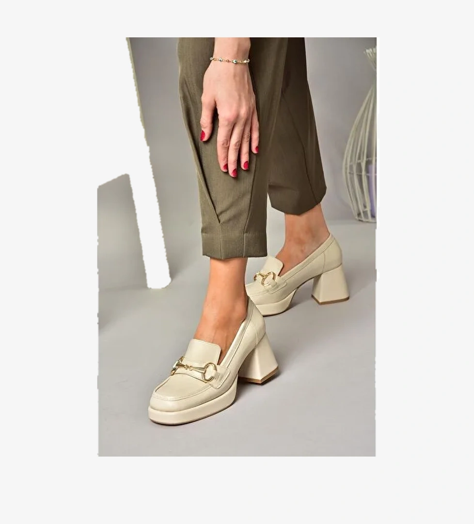 Fox Shoes Bej Kadın Topuklu Ayakkabı 13187 - Görsel 1