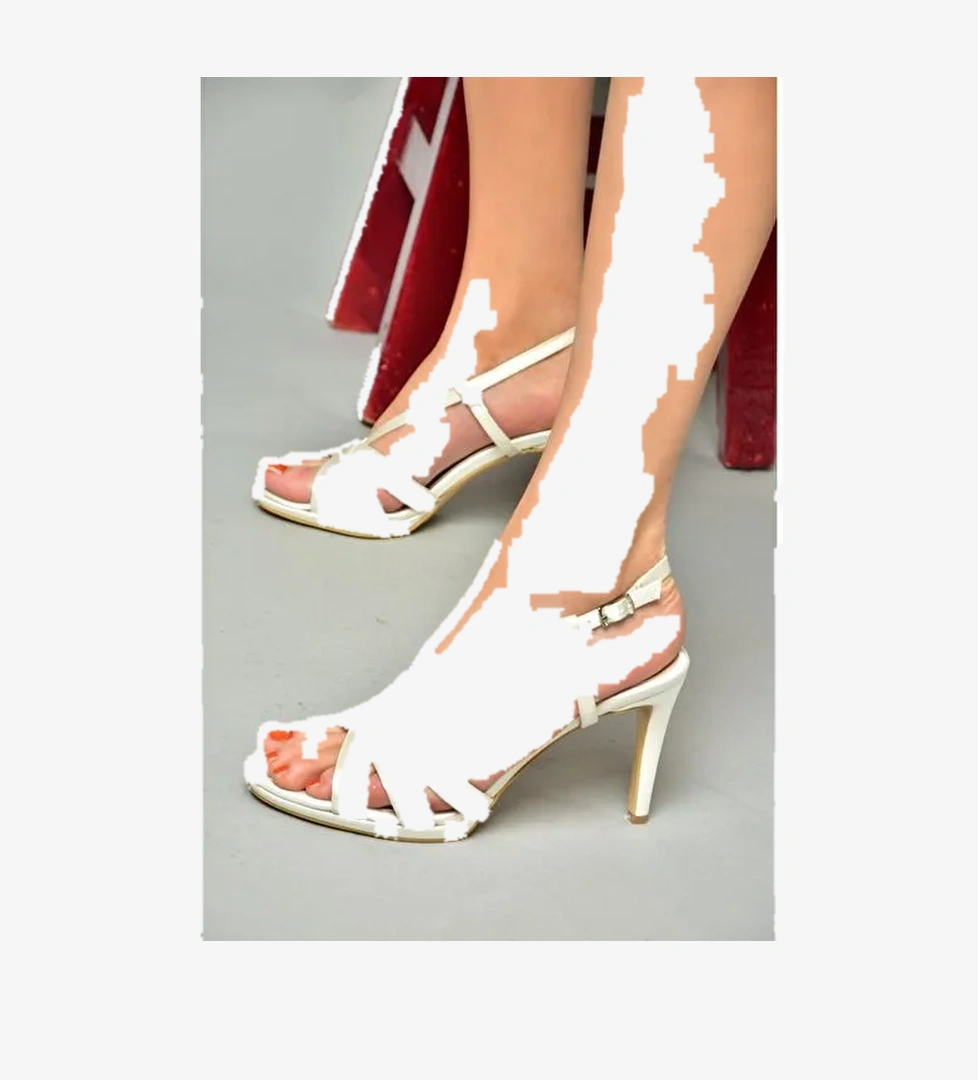 S569714304 Sedef Kumaş İnce Topuklu Kadın Ayakkabı - Görsel 1