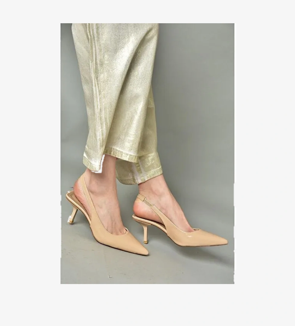 S820860108 Bej Rugan İnce Topuklu Kadın Ayakkabı - Görsel 1