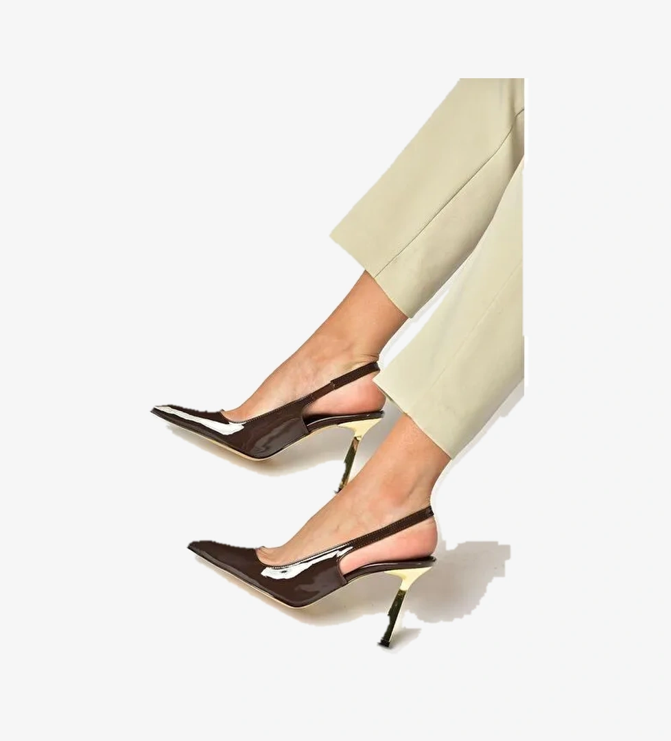 S752074608 Kahverengi Rugan Kalın Topuklu Kadın Ayakkabı - Görsel 1