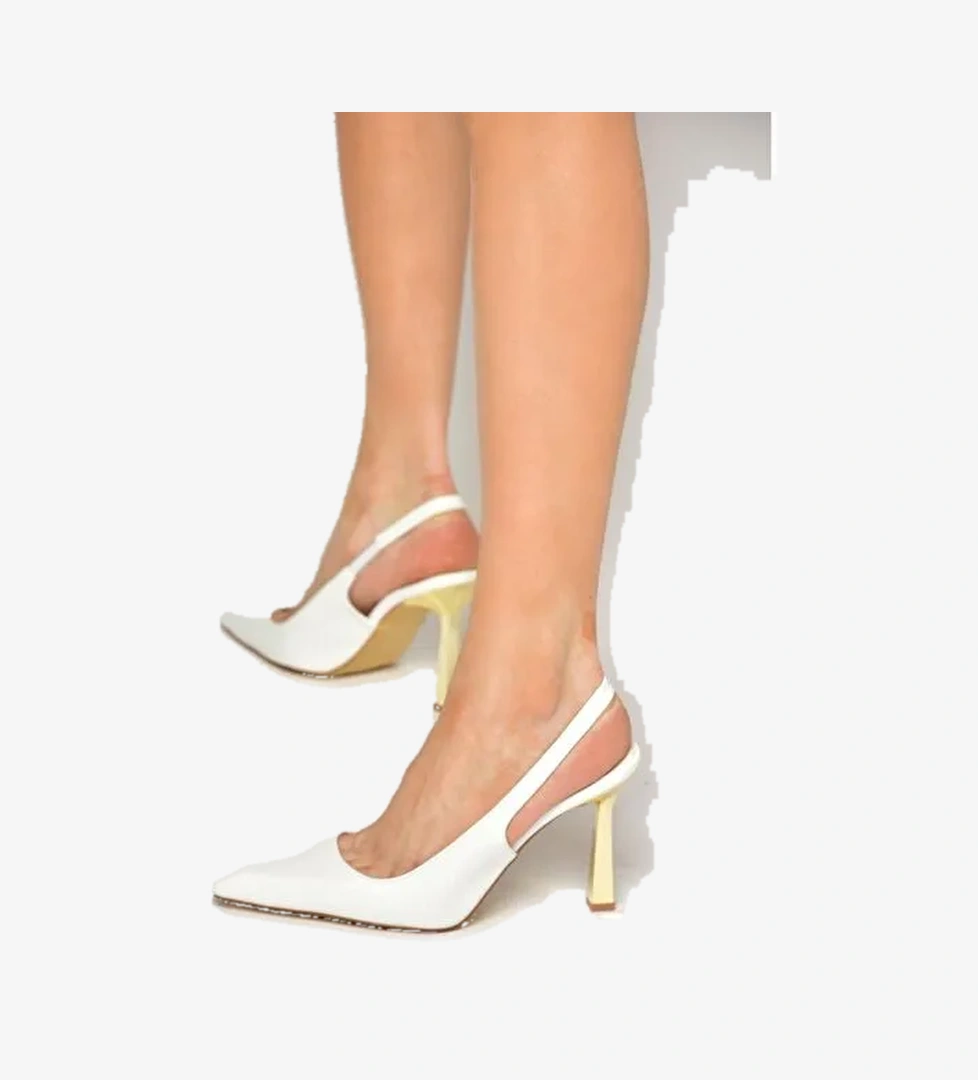S752074609 Beyaz Kalın Topuklu Kadın Ayakkabı - Görsel 1