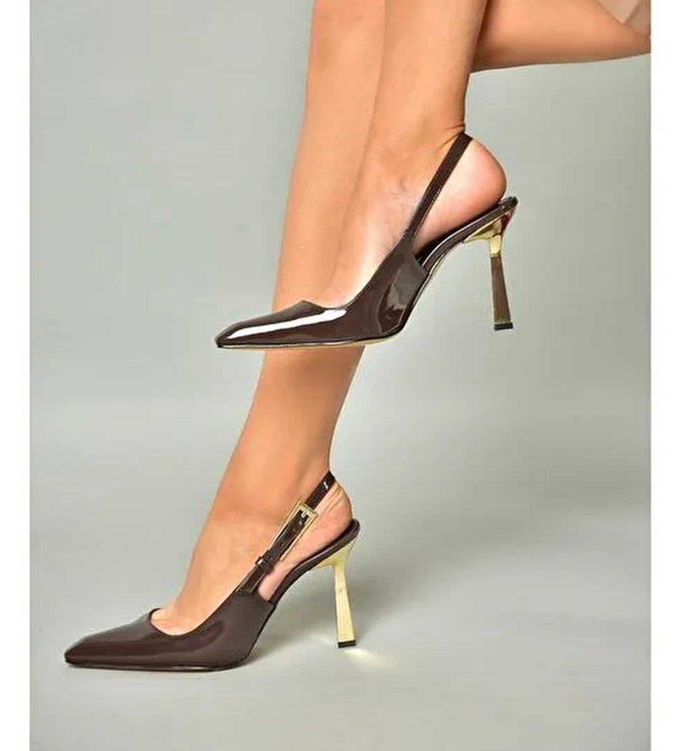 S752098708 Kahverengi Rugan Kalın Topuklu Kadın Ayakkabı - Görsel 1