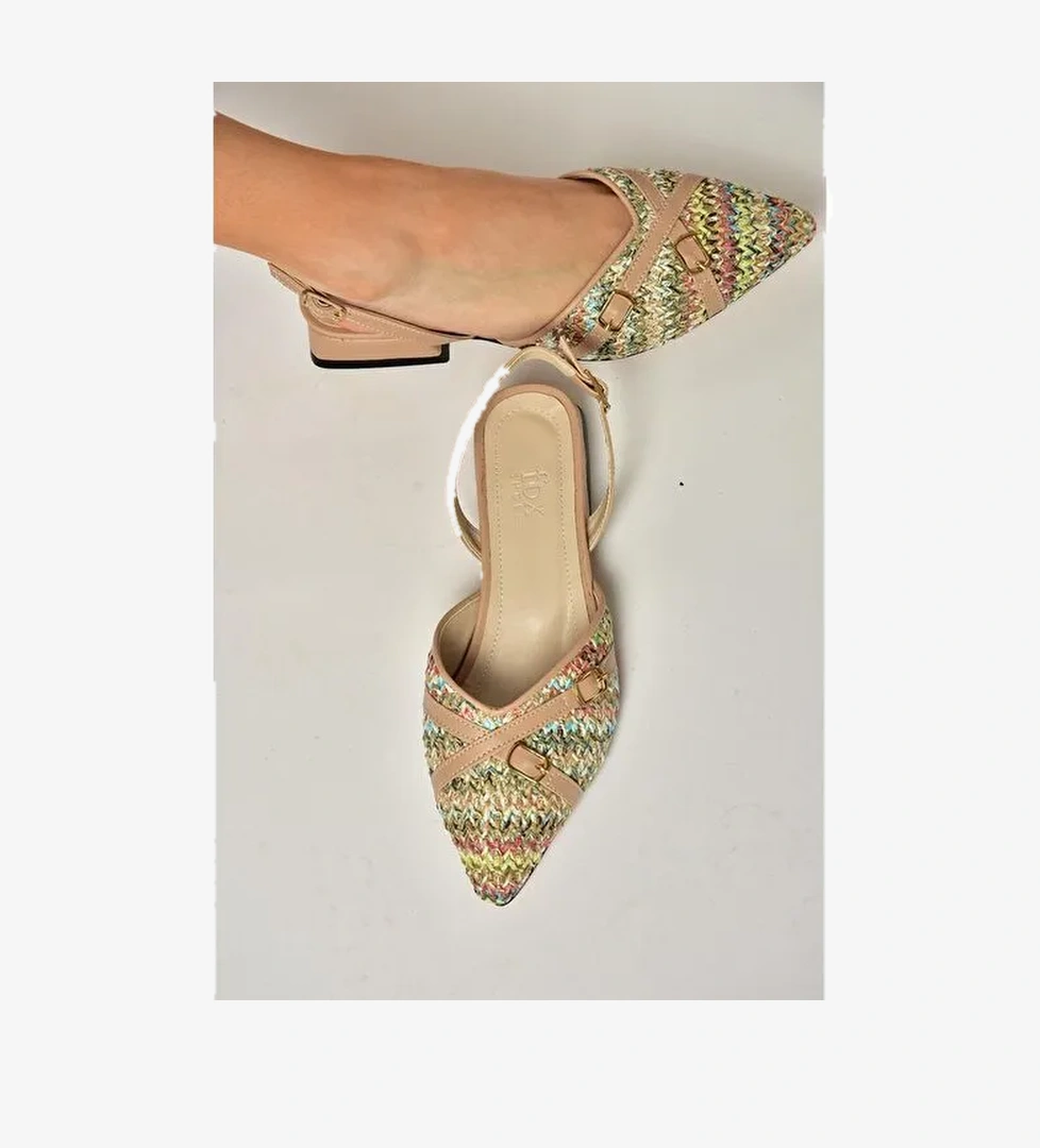 S960543104 Multi Kumaş Kalın Topuklu Kadın Ayakkabı - Görsel 1