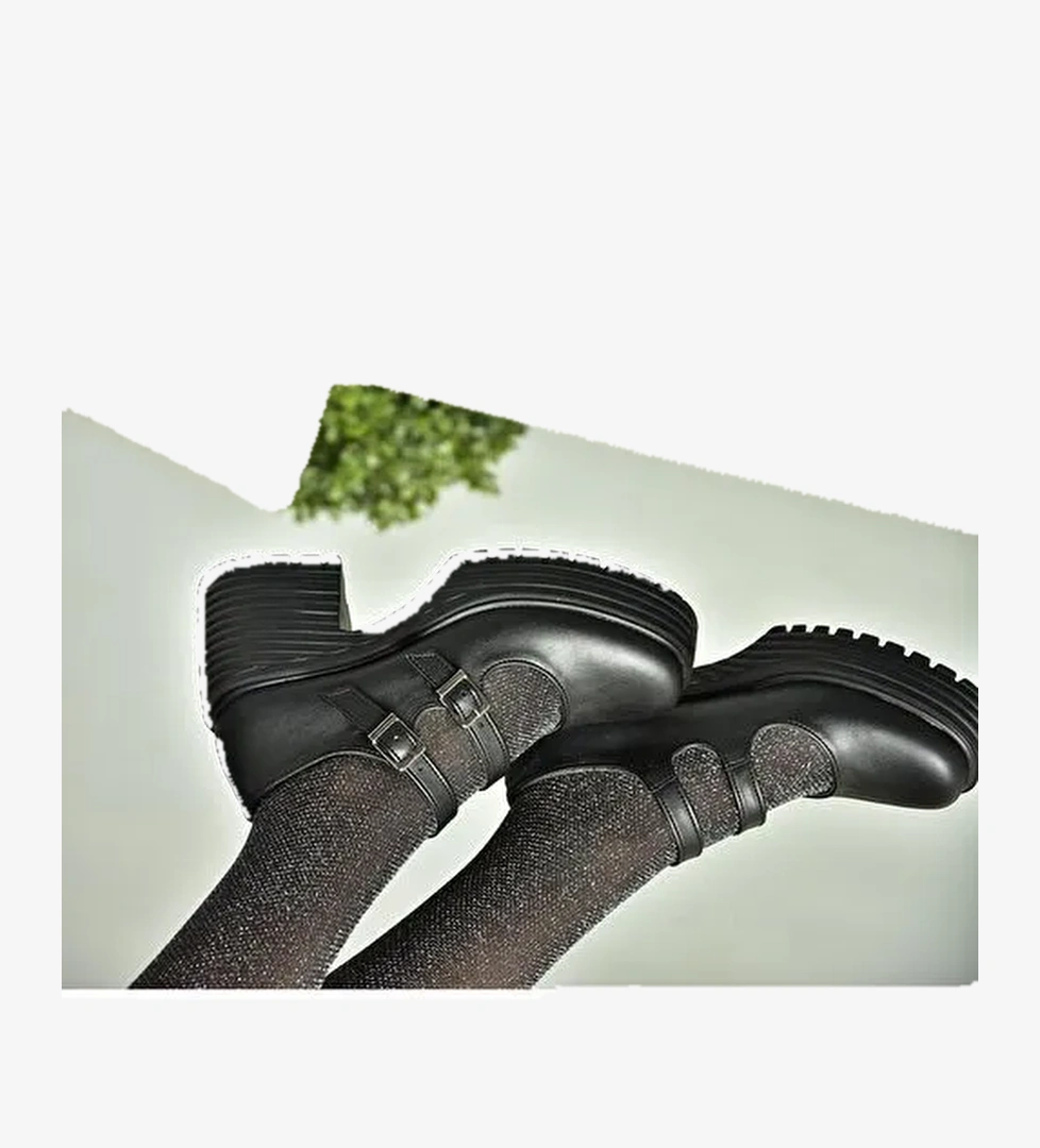 R996055009 Siyah Kalın Topuklu Kadın Ayakkabı - Görsel 1