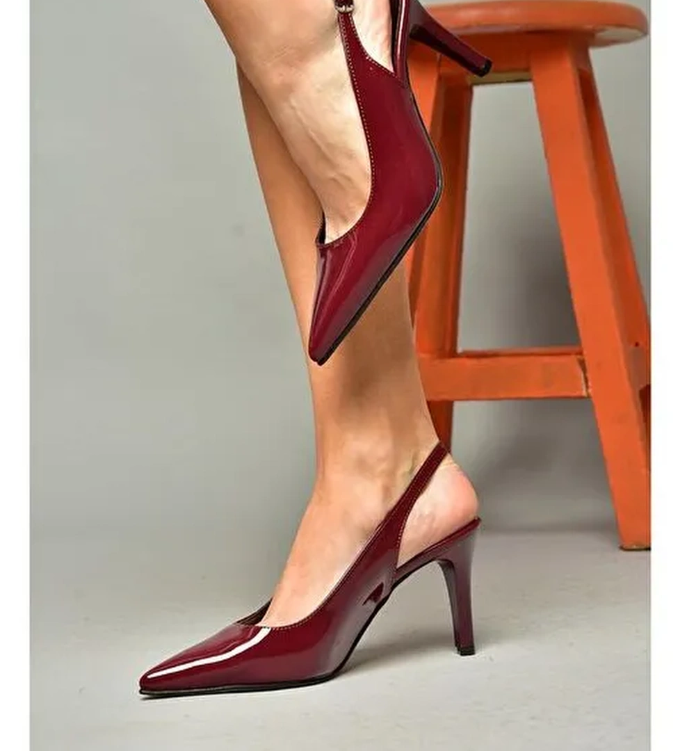 S654071708 Bordo Rugan İnce Topuklu Kadın Ayakkabı - Görsel 1