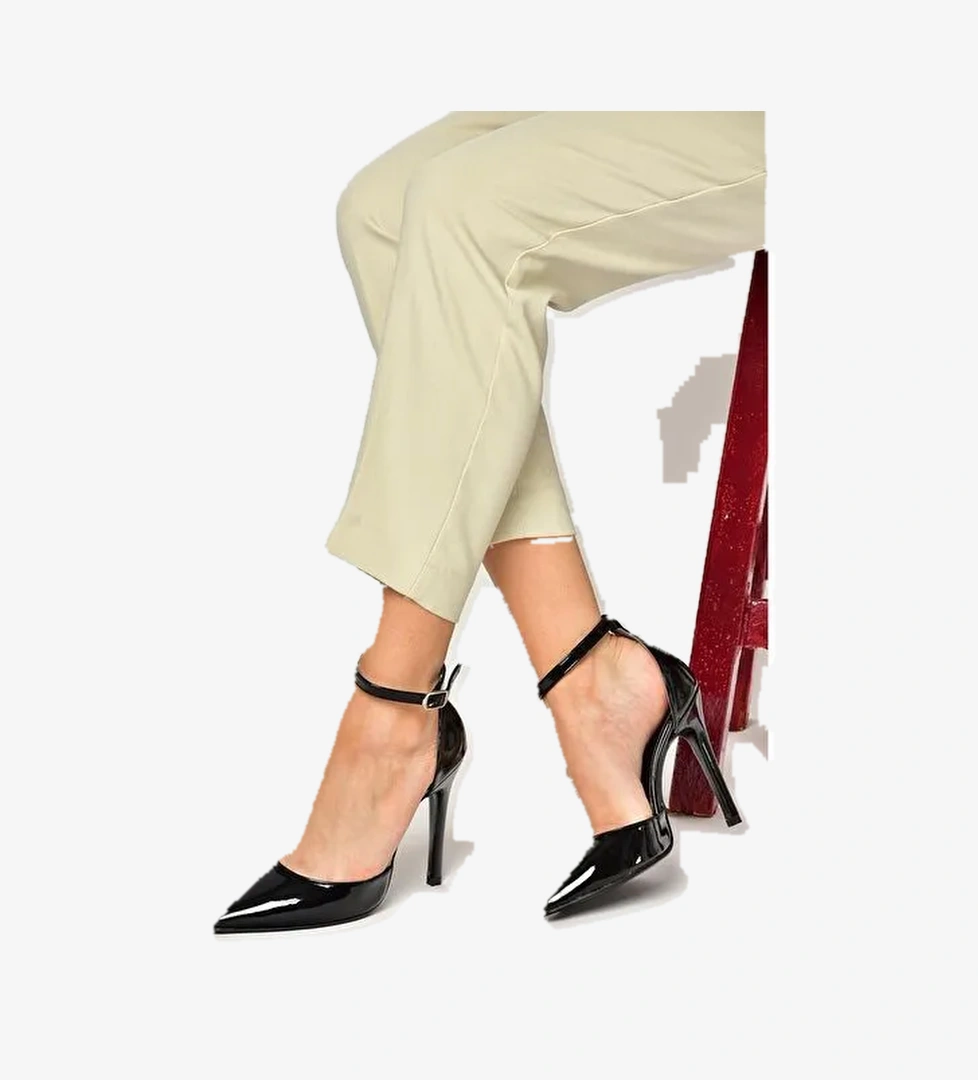 S372664708 Siyah Rugan İnce Topuklu Kadın Ayakkabı - Görsel 1