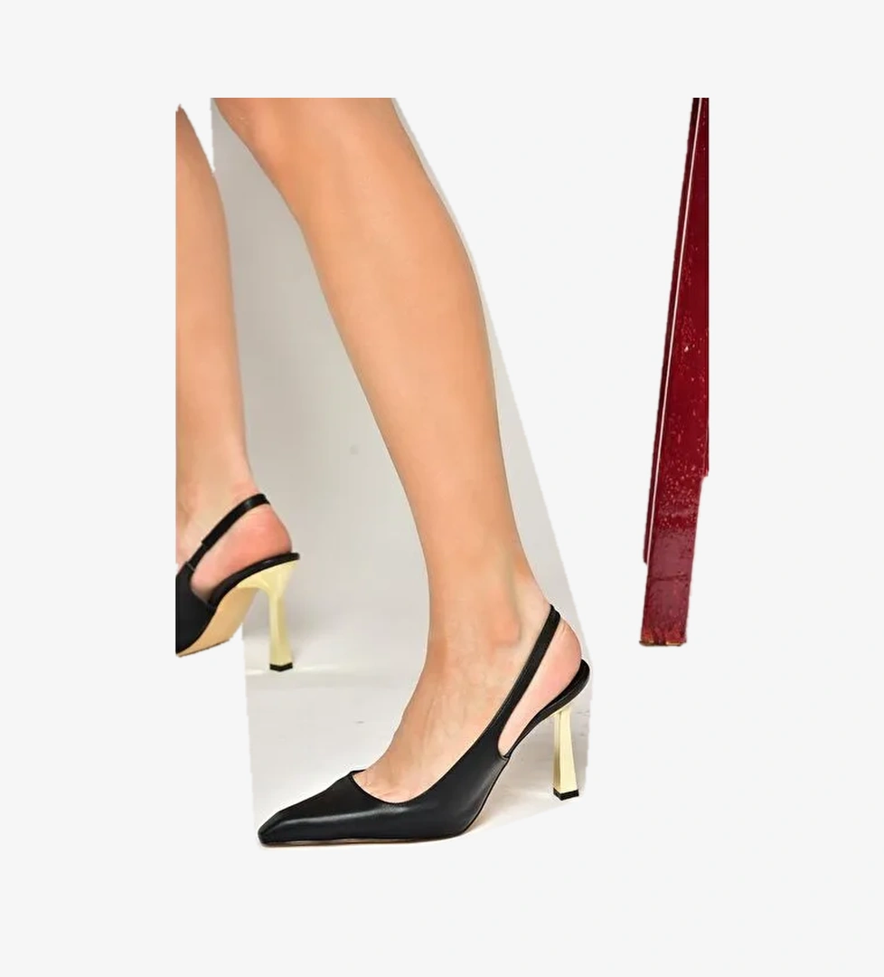 S752074609 Siyah Kalın Topuklu Kadın Ayakkabı - Görsel 1