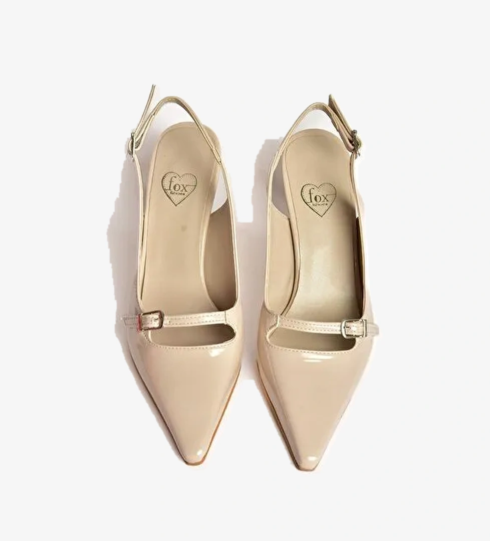 Fox Shoes Bej Kadın Rugan Topuklu Ayakkabı 12201 - Görsel 1