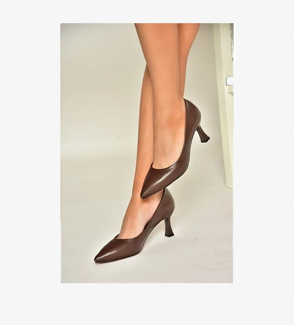 T676032009 Kahverengi Kalın Topuklu Kadın Ayakkabı - Görsel 1